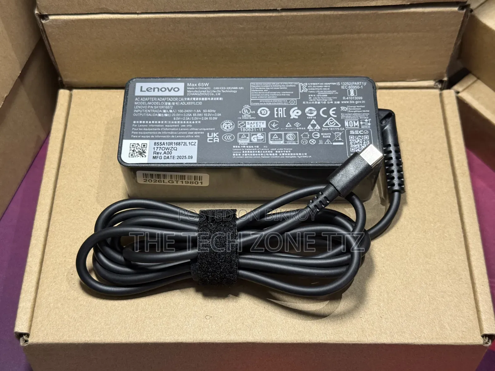 Lenovo Type C 65w অ্যাডাপ্টার, ল্যাপটপের চার্জার