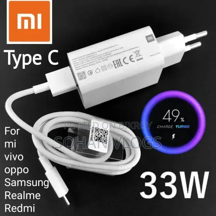 33W Fast Type-C Charger for Xiaomi, Vivo, Realme, Oppo, Samsung, Redmi