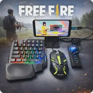 Ultimate 5-in-1 Mobile Gaming Combo Pack – One-Handed RGB Keyboard