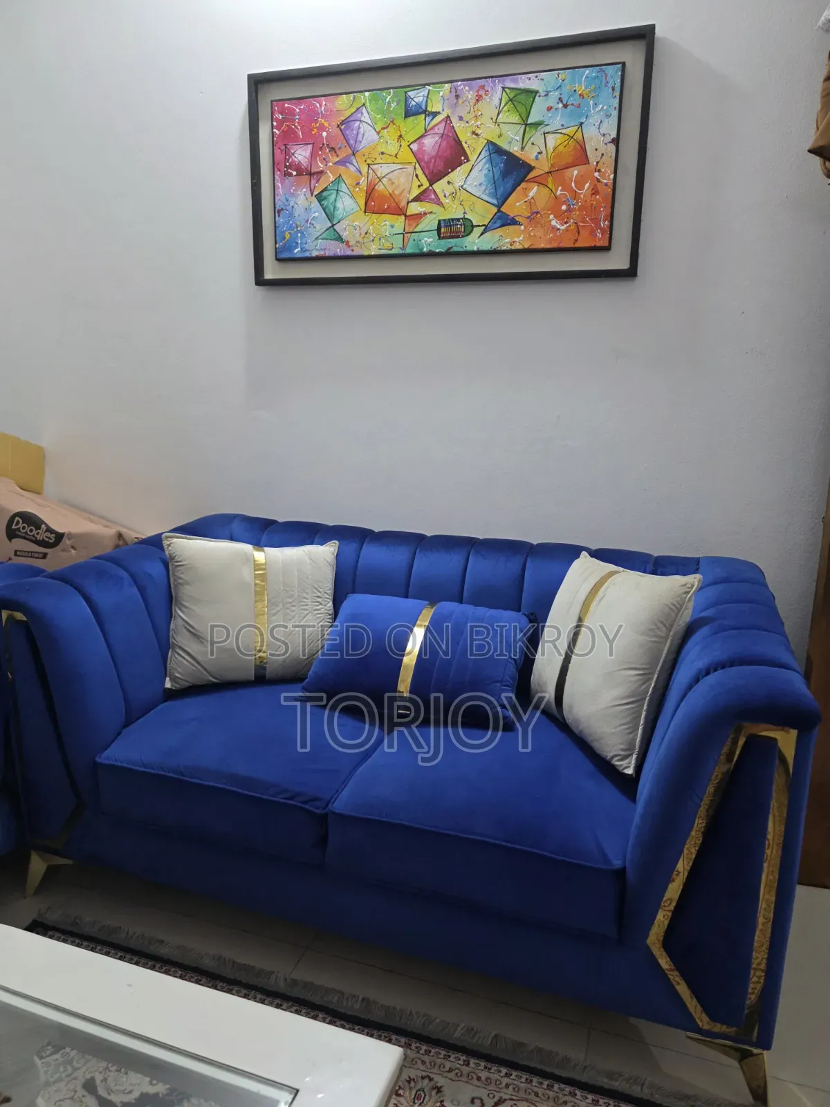 Velvet Premium Sofa Set With Tea Table