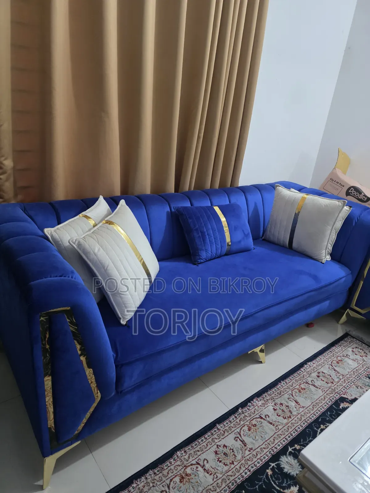 Velvet Premium Sofa Set With Tea Table