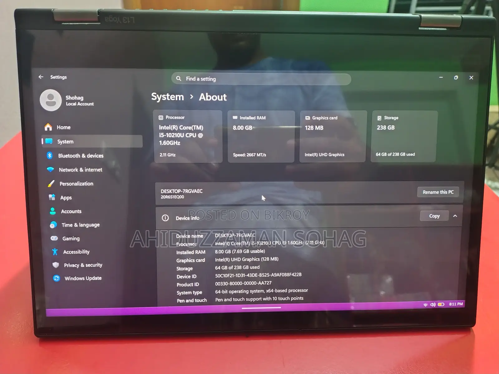 Laptop Lenovo ThinkPad L13 Yoga 8GB Intel Core I5 SSD 256GB