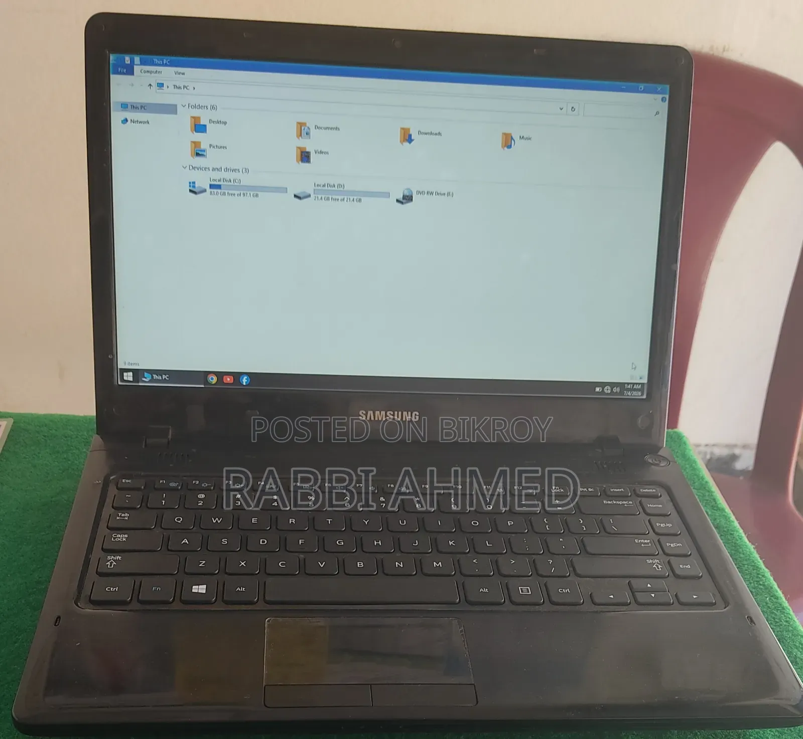 Laptop Samsung 4GB Intel Pentium SSD 128GB