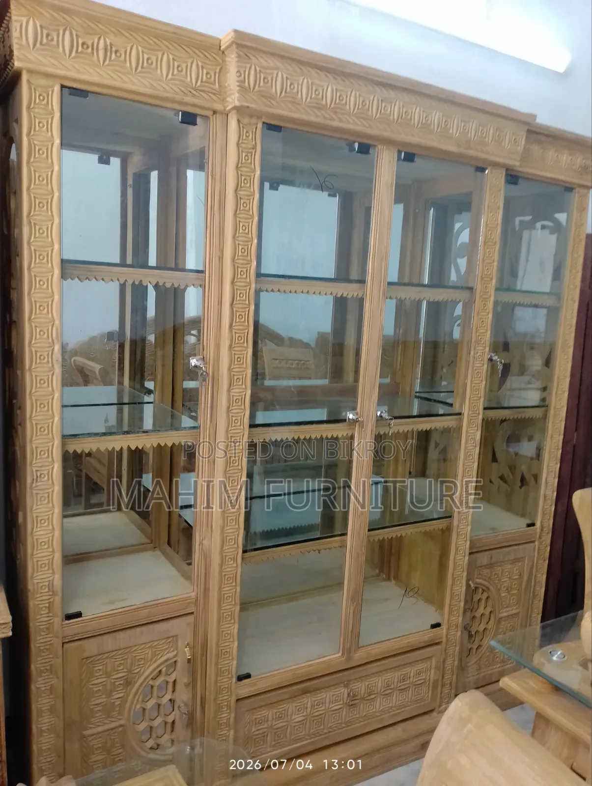 Teak Wood Glass Showcase