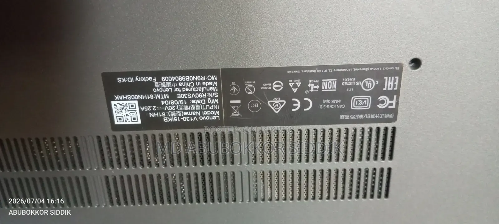 Laptop Lenovo V130-15IKB 4GB Intel Celeron HDD 500GB