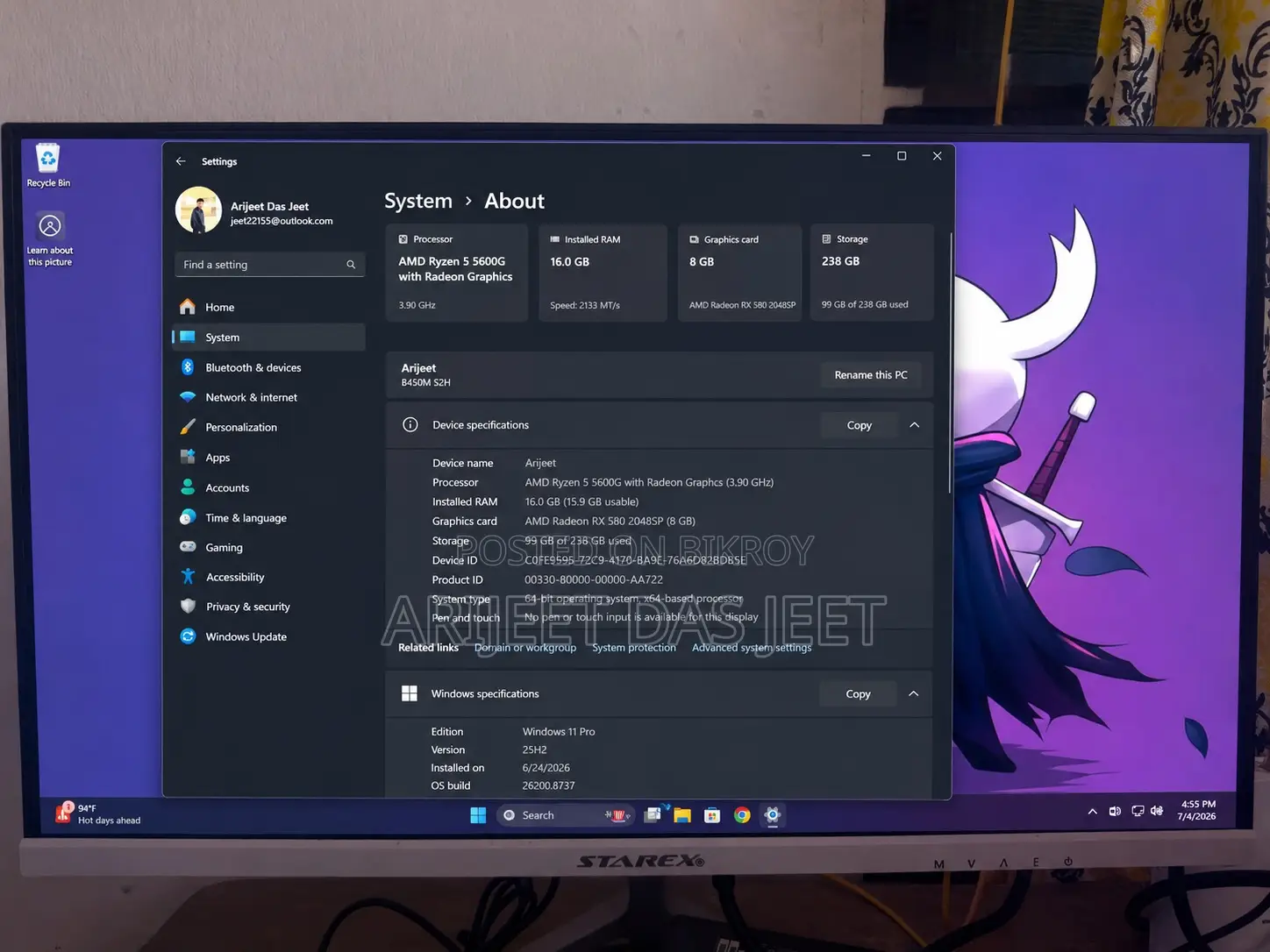 Desktop Computer 16GB SSD 256GB