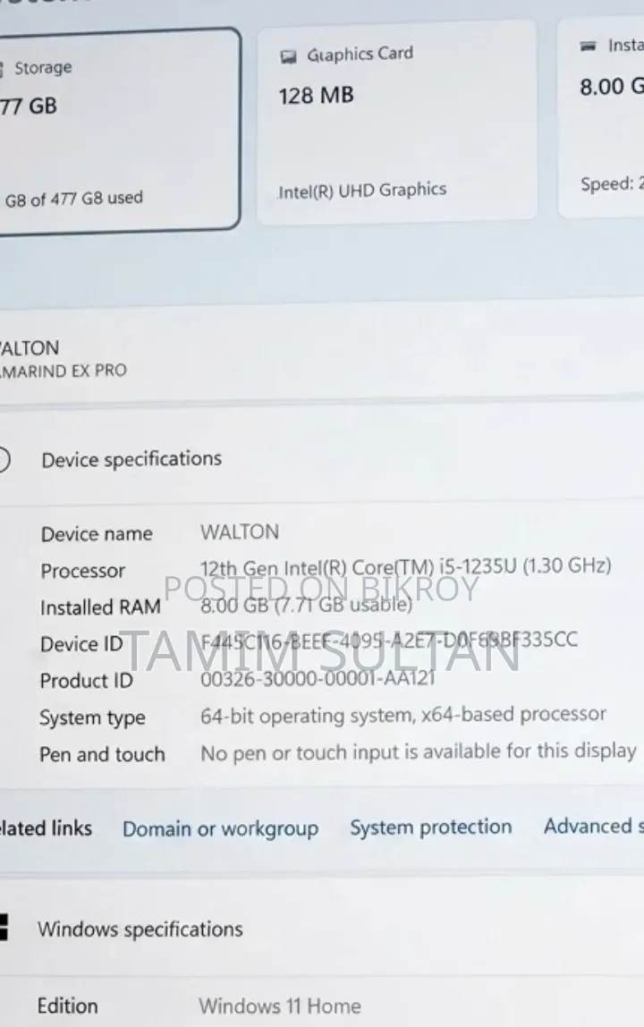 Laptop Vision Computer 8GB Intel Core Ultra 5 SSD 500GB