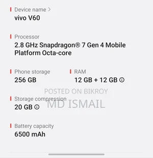 Vivo V60 256 GB Pink