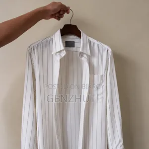 প্রিমিয়াম হোয়াইট স্ট্রাইপড ফরমাল শার্ট - "2001 Couture" এডিশন