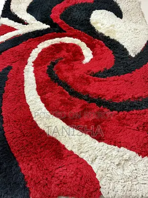 Carpet With Black, Red and White Swirls