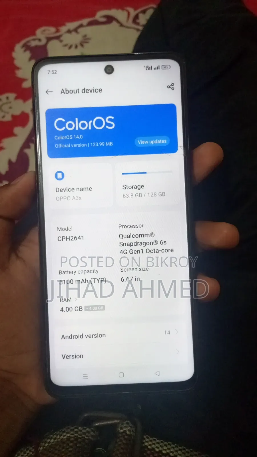Oppo A3x 128 GB Purple