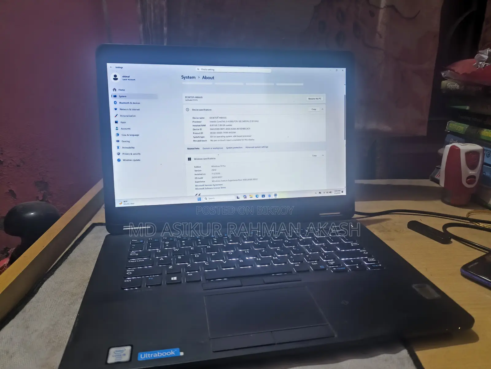 Laptop Dell Latitude E7470 8GB Intel Core i5 SSD 128GB