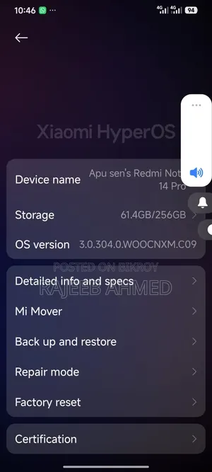 Xiaomi Redmi Note 14 Pro 256 GB Black