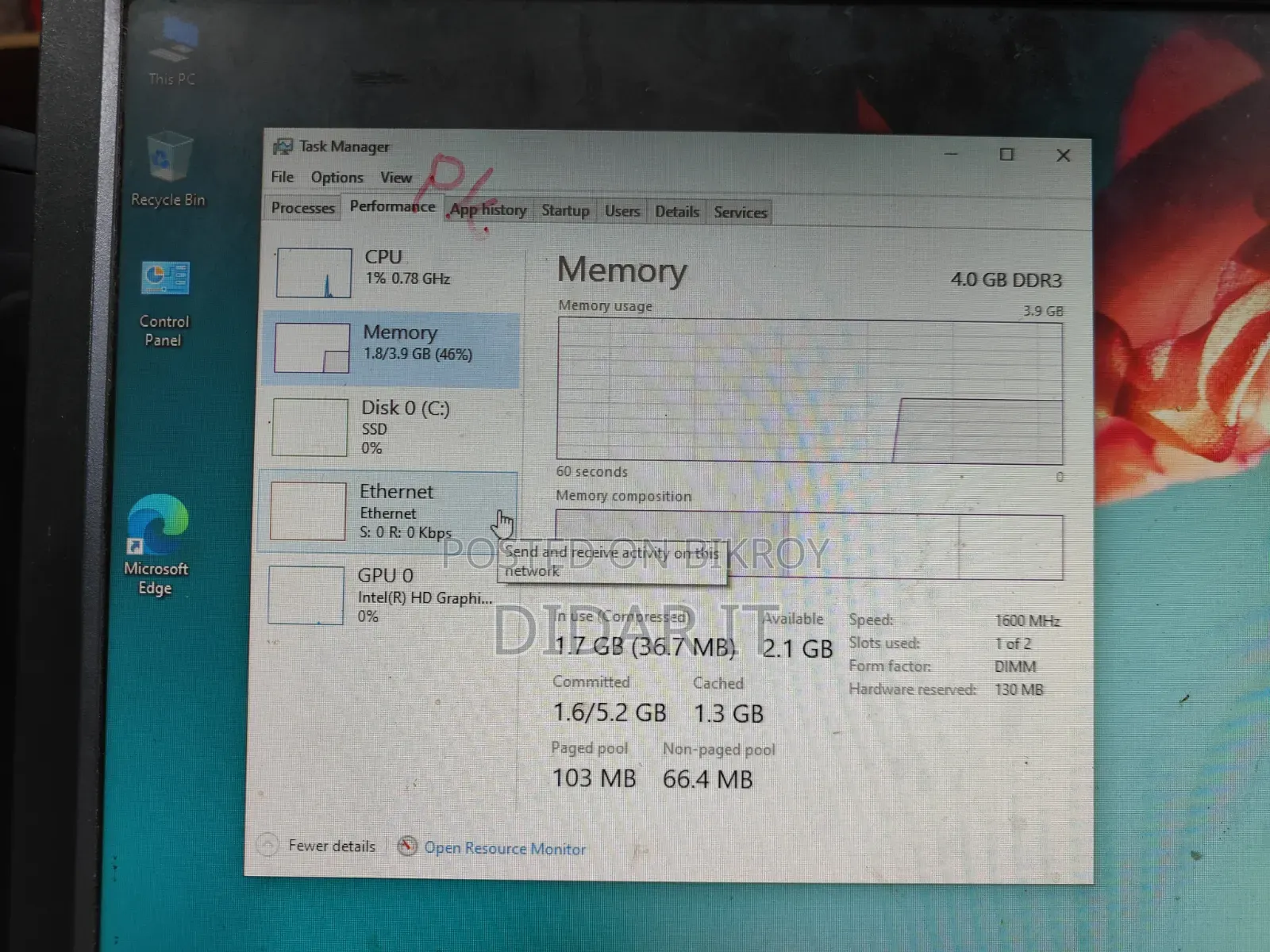 Desktop Computer Asus 4GB Intel Core i3 SSD 128GB