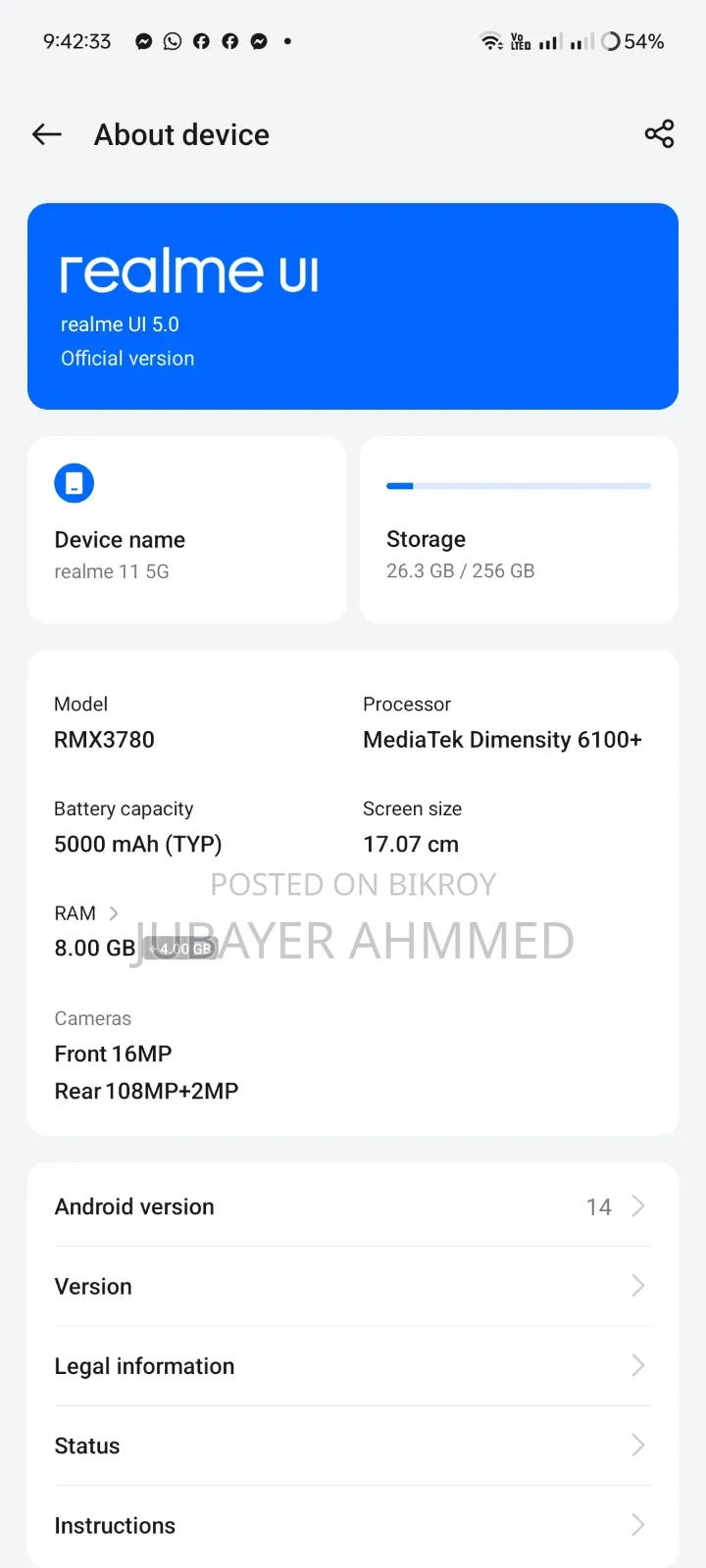 Realme 11 5G 256 GB Black
