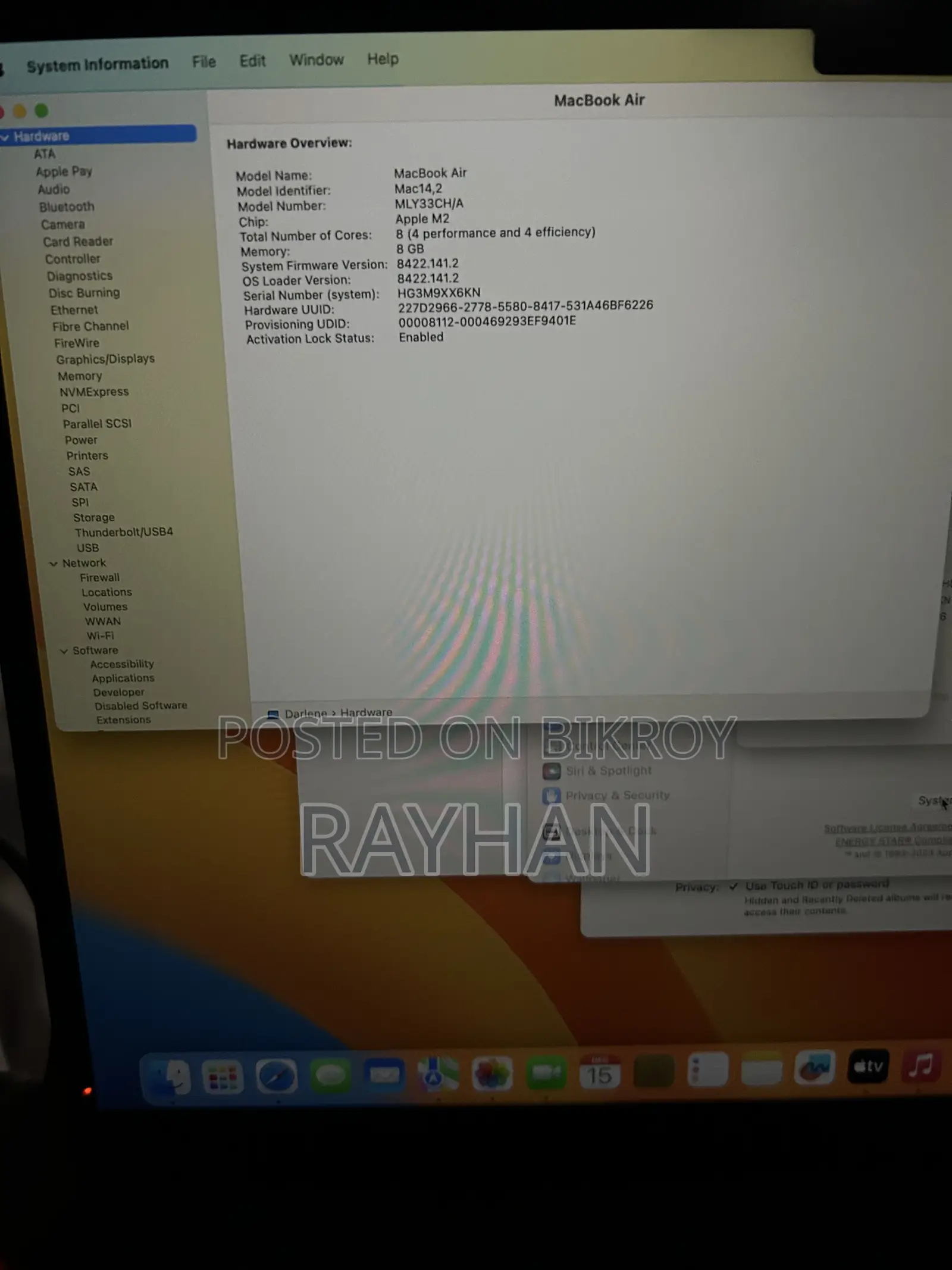 Laptop Apple MacBook Air 2022 M2 8GB Apple M2 SSD 256GB