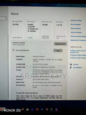 Desktop Computer HP 24GB Intel Core 7 SSD 2T