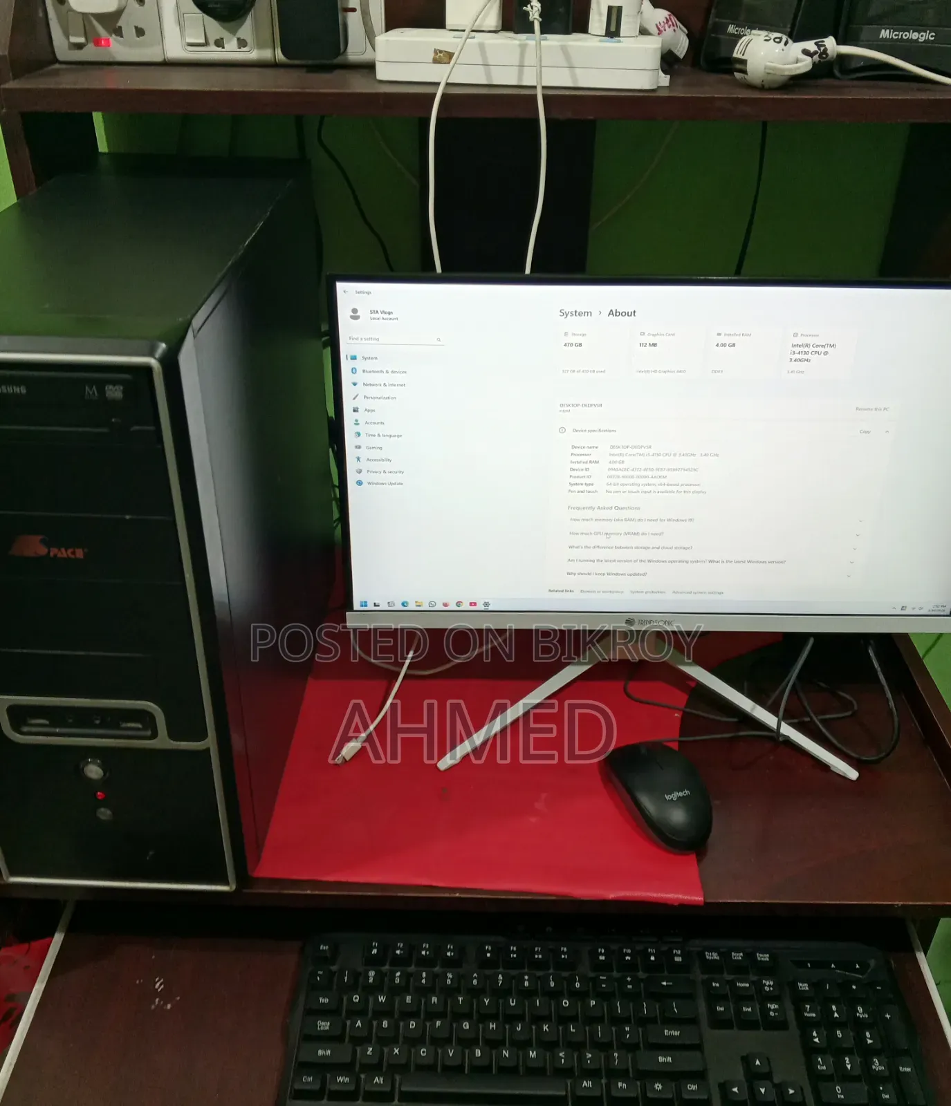Desktop Computer 4GB Intel Core i3 SSD 128GB