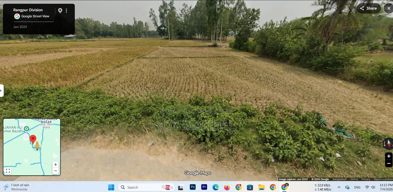 Land for sale with 10 feet road access