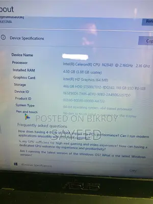 Laptop Asus X553MA 4GB Intel Celeron HDD+SSD 512GB