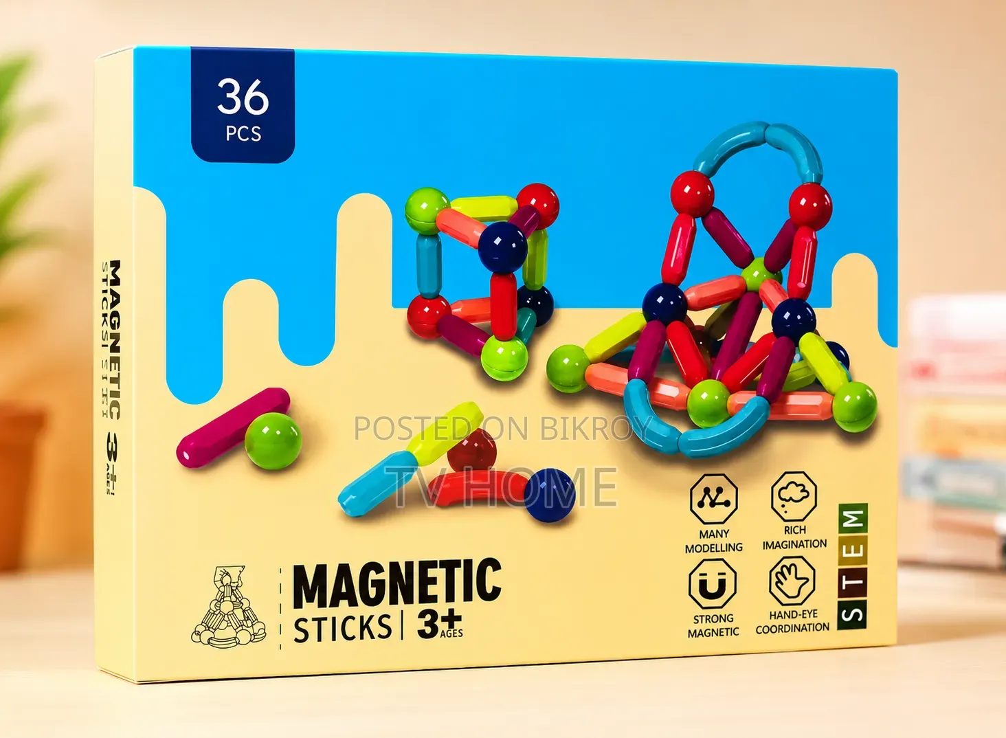 36 Pcs Magnetic Sticks – STEM Educational Toy 🌈 Kids Learning & Play