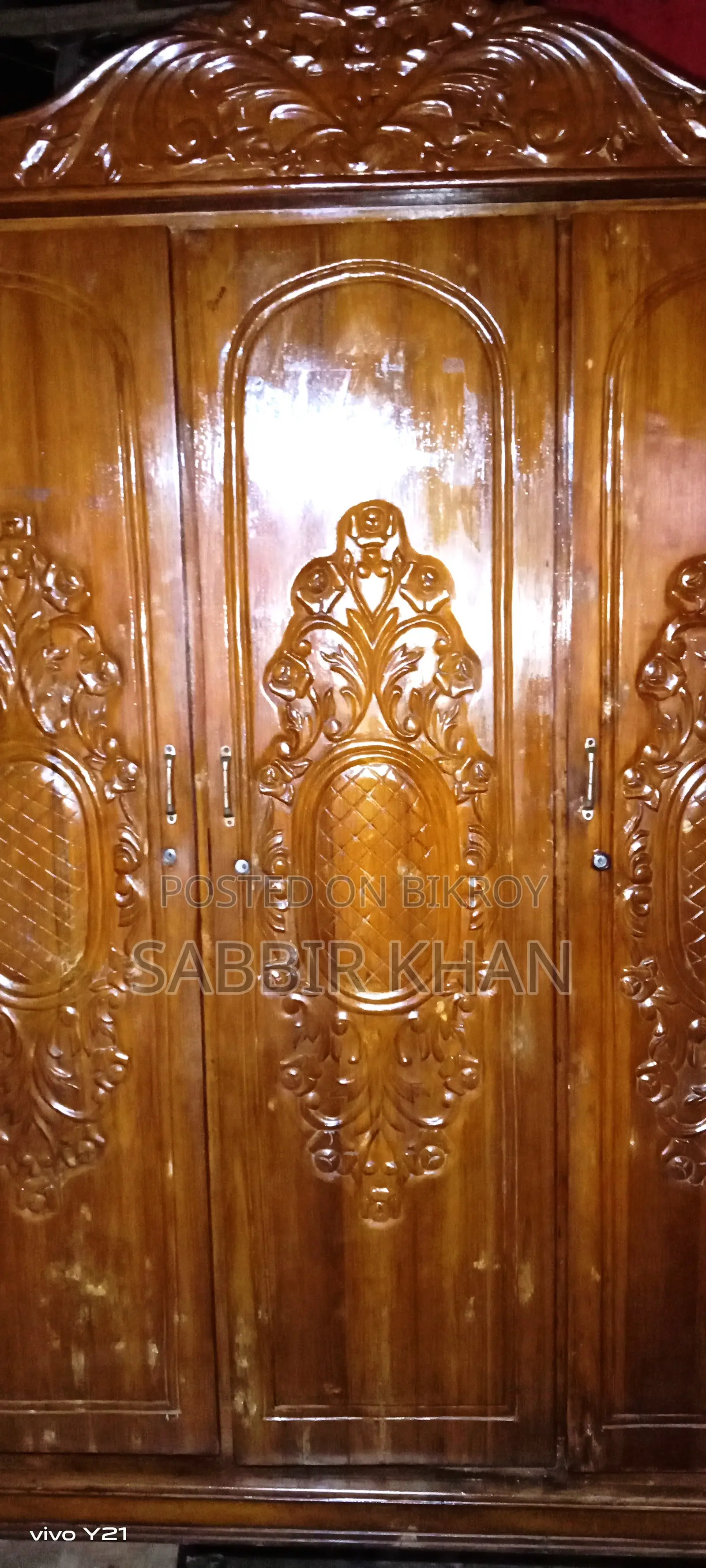 Teak wood wardrobe for sale.