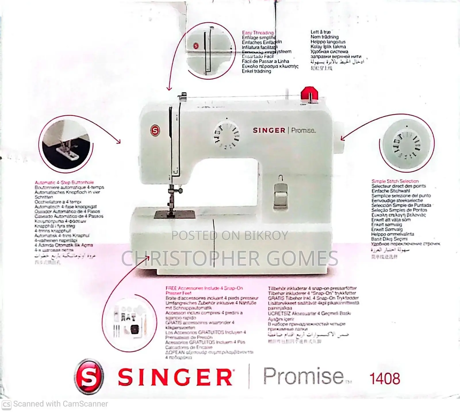 Singer Home Electric Sewing Machine, Model - Singer Promise 1408