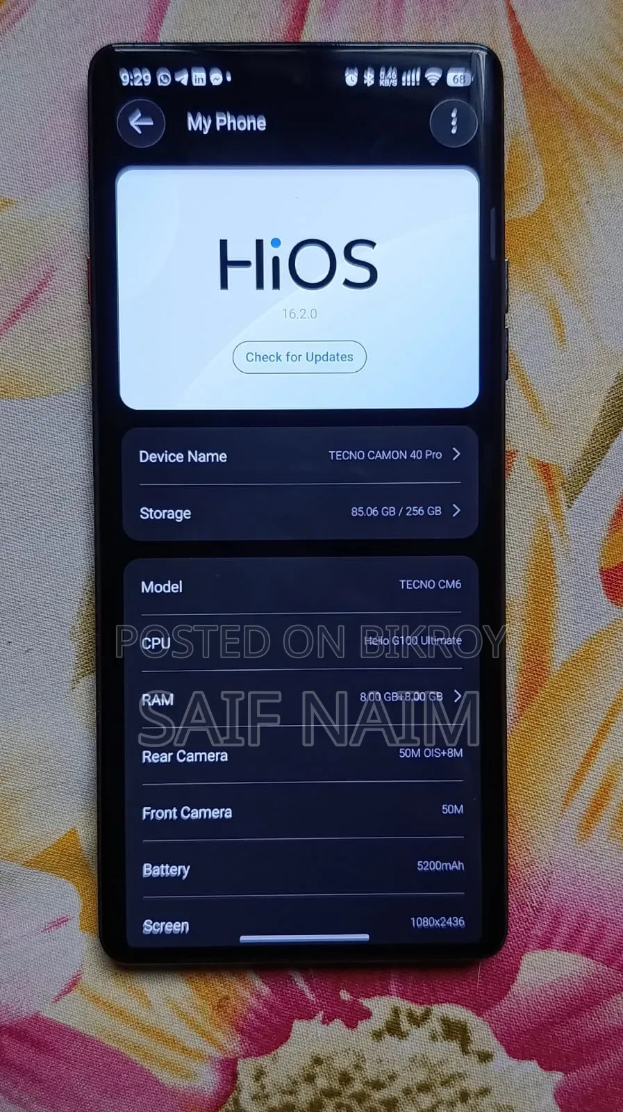 Tecno Camon 40 Pro 4G 256 GB Black
