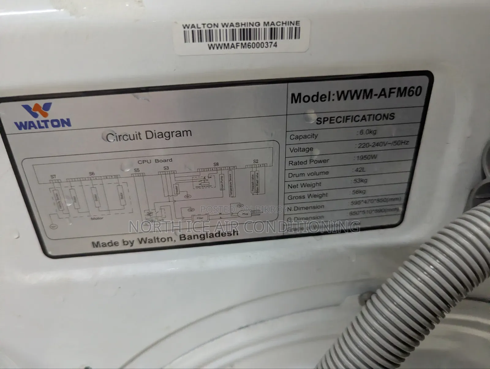 Walton Toploading Washing Machine 6kg.