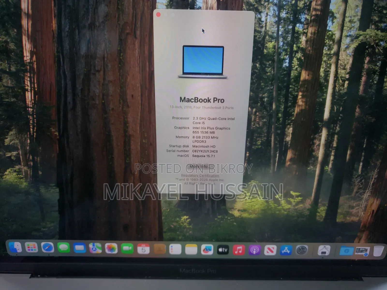 New Laptop Apple MacBook Pro 2018 8GB Intel Core I5 SSD 256GB