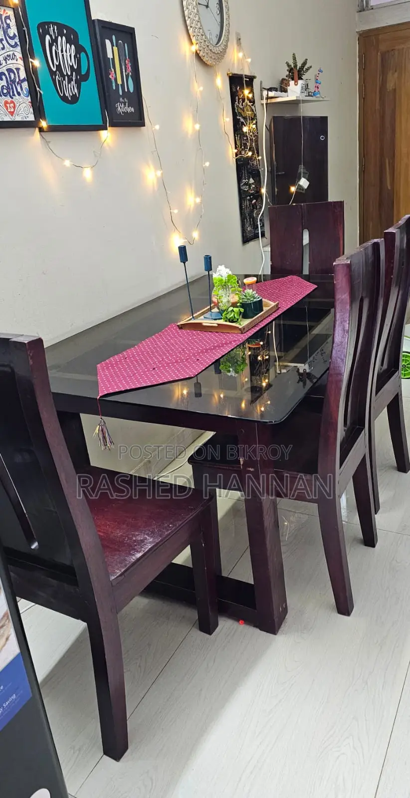 Mahogany Wood Dining Table with 4 Chairs