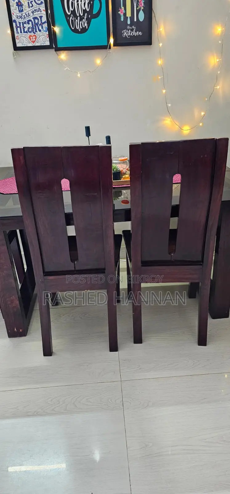 Mahogany Wood Dining Table with 4 Chairs