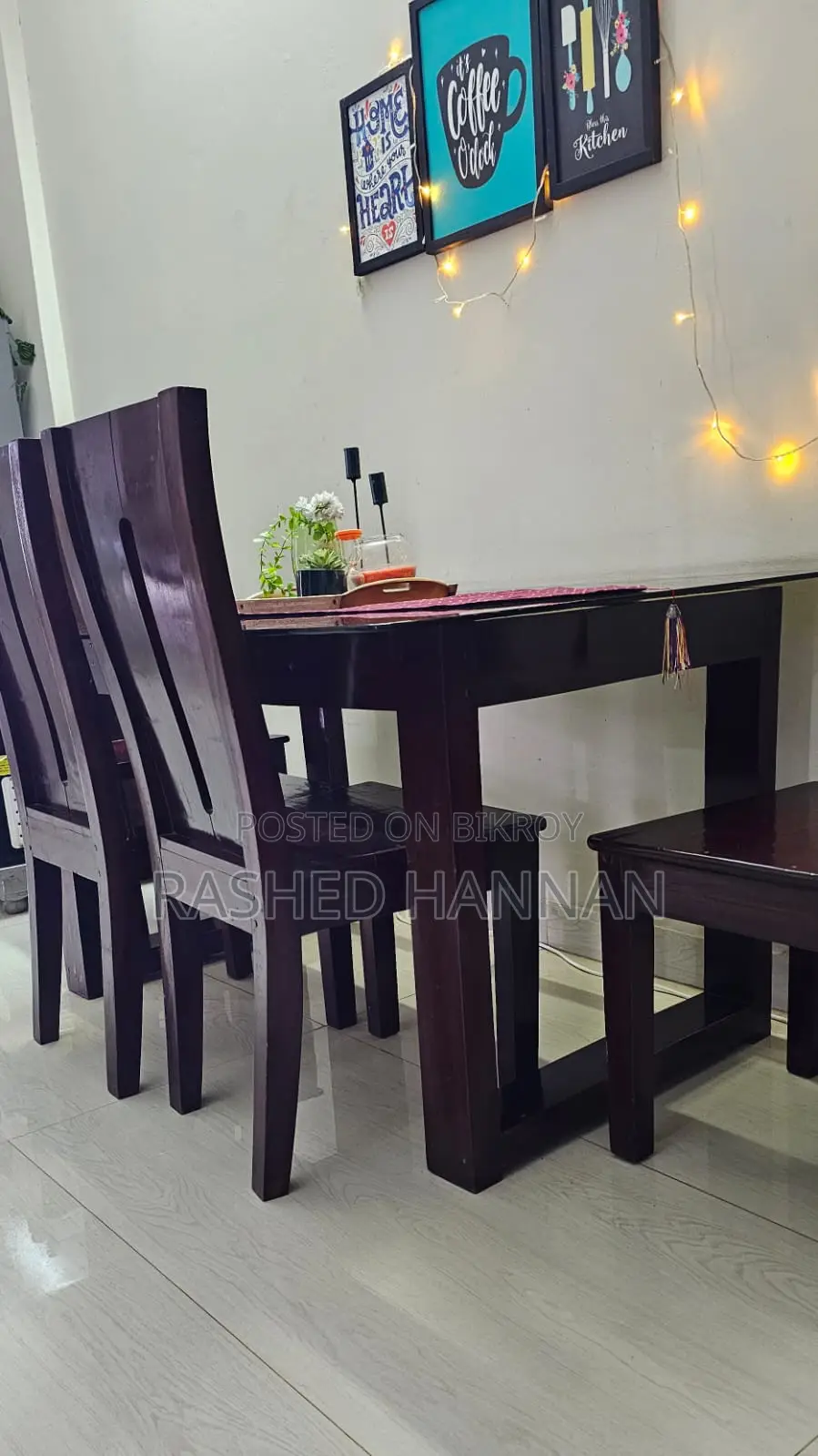 Mahogany Wood Dining Table with 4 Chairs