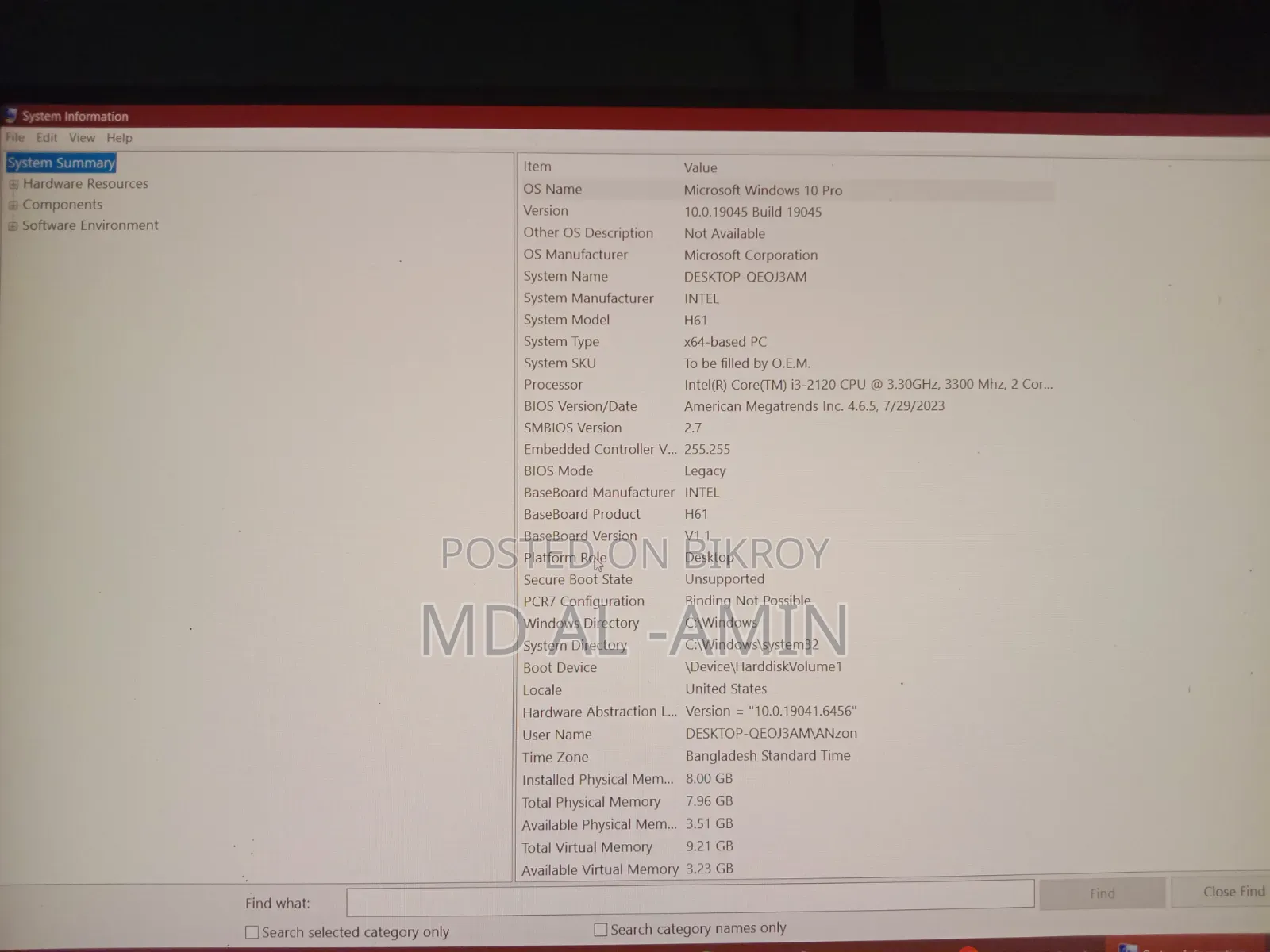 Desktop Computer 8GB Intel Core i3 HDD+SSD 500GB