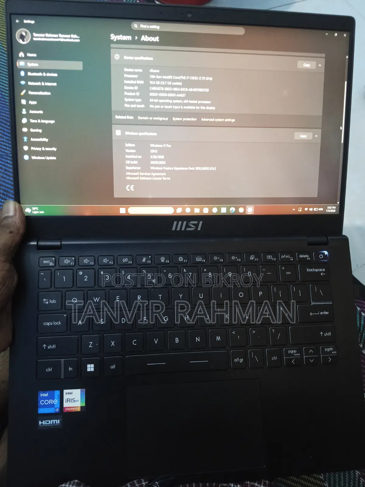 Laptop MSI Modern 14 16GB Intel Core i7 HDD 512GB