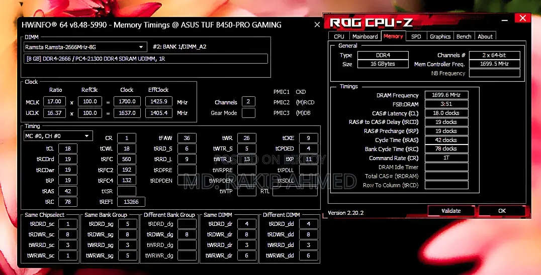8*2 = 16 GB DDR4 RAM 3200MT/s