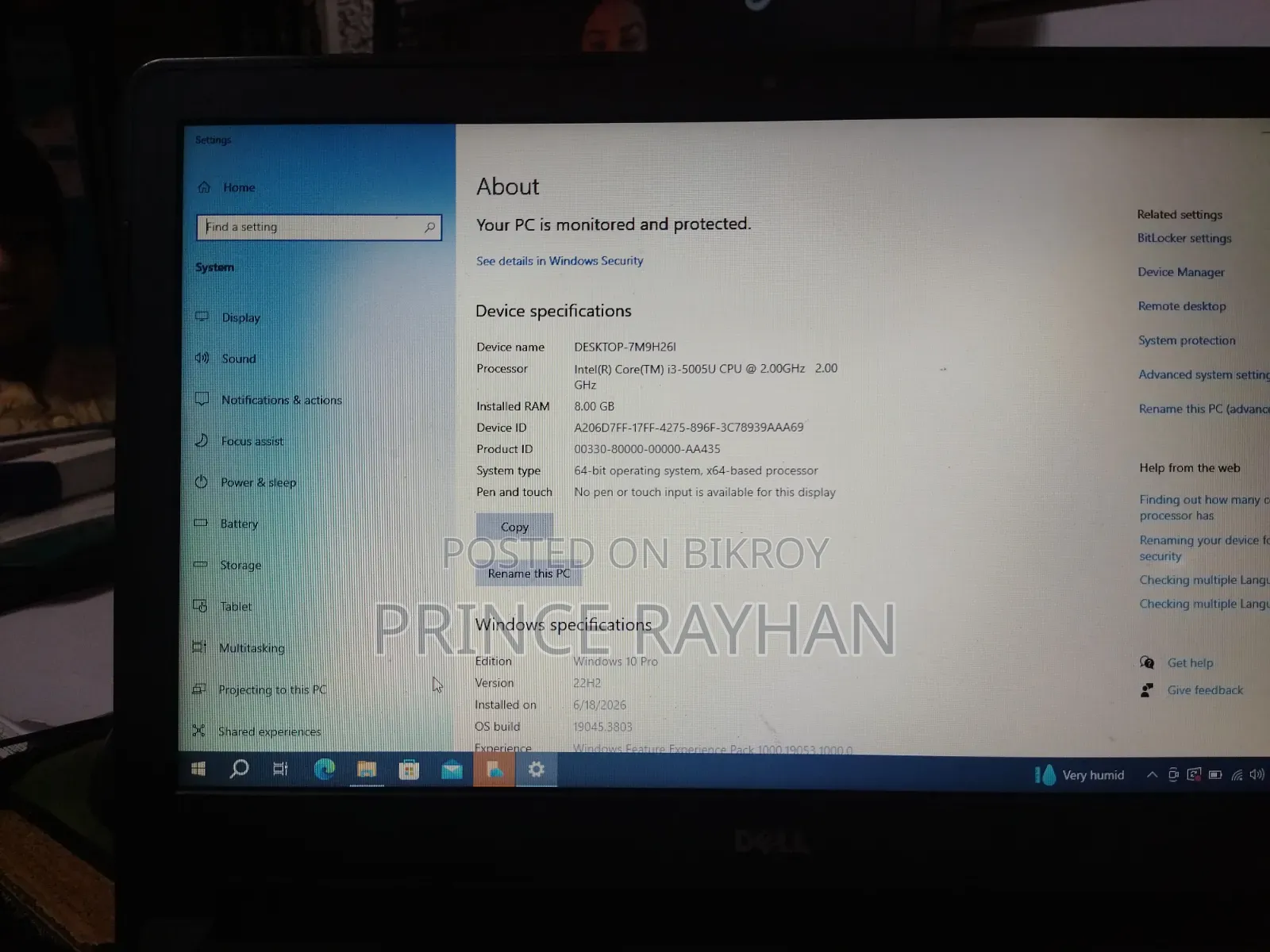 Laptop Dell Inspiron 15 8GB Intel Core I5 HDD 512GB