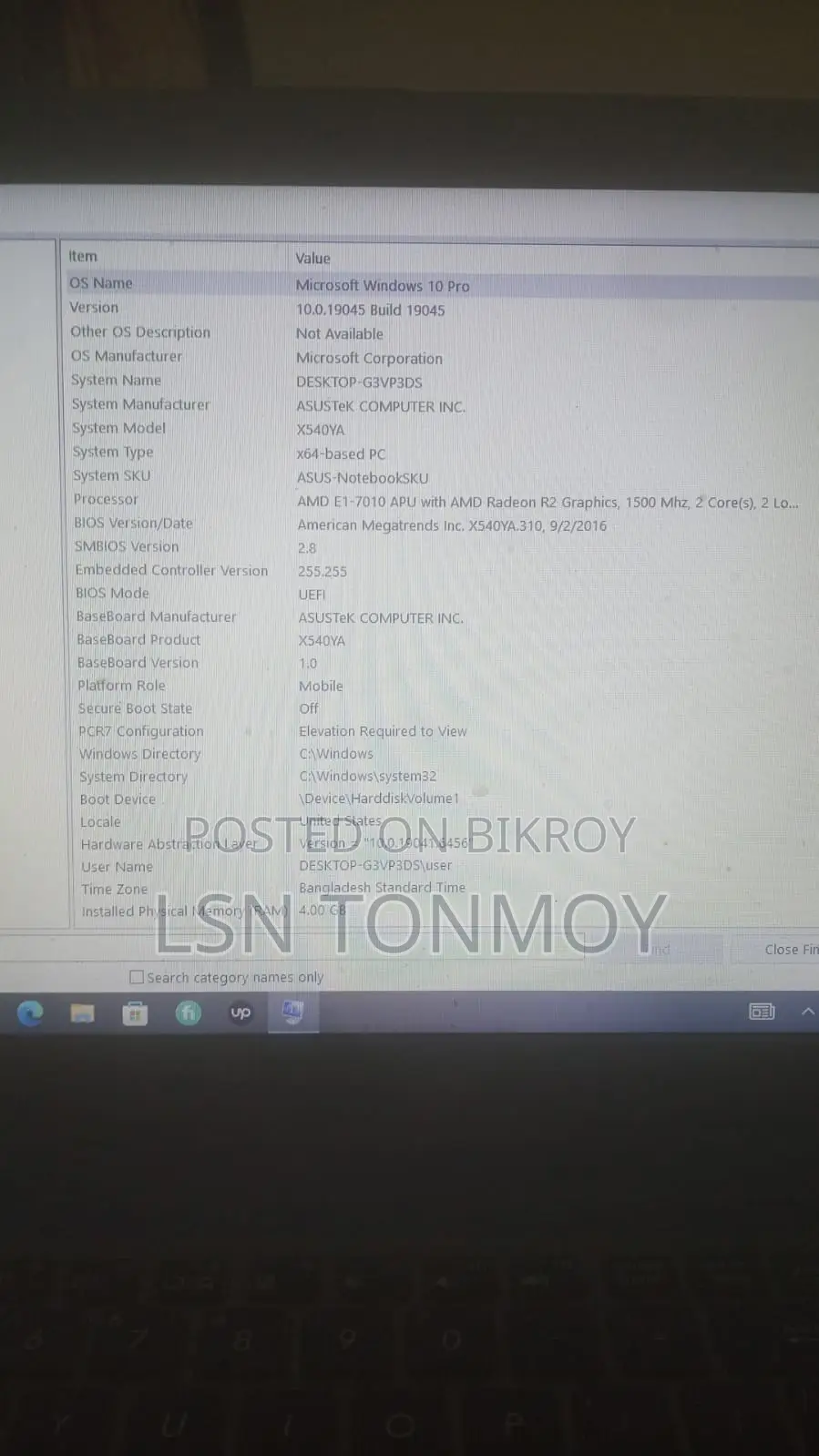 Laptop Asus X540LA 4GB AMD HDD+SSD 500GB