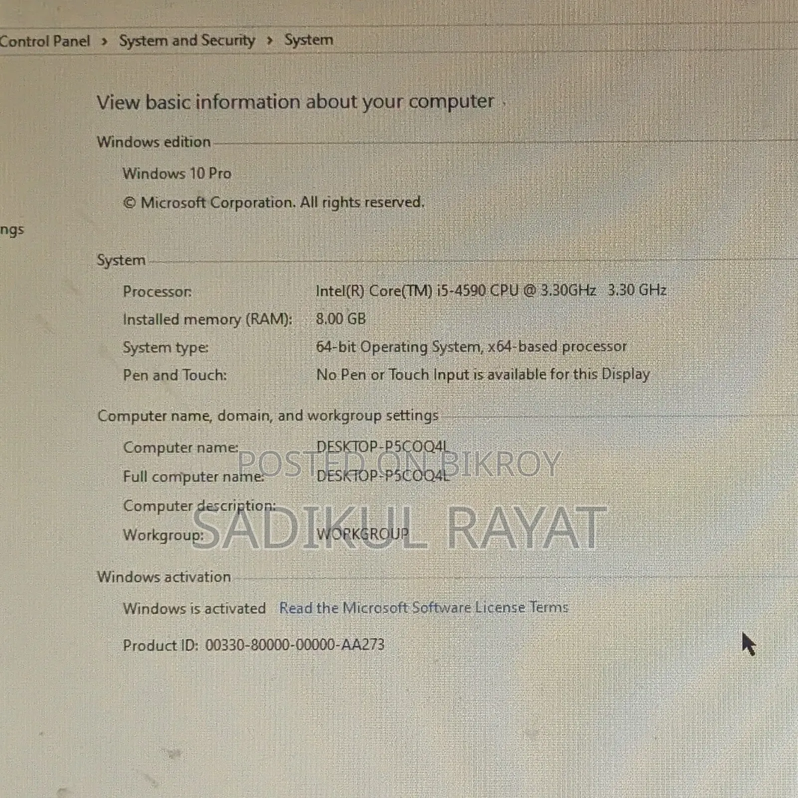 Desktop Computer 8GB Intel Core I5 HDD+SSD 1T