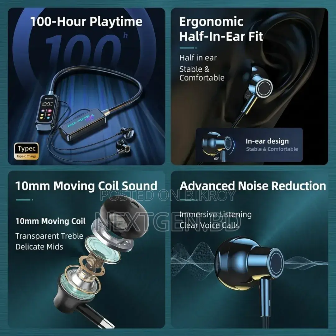 Forgm Music Star Neckband With 100h Battery Backup