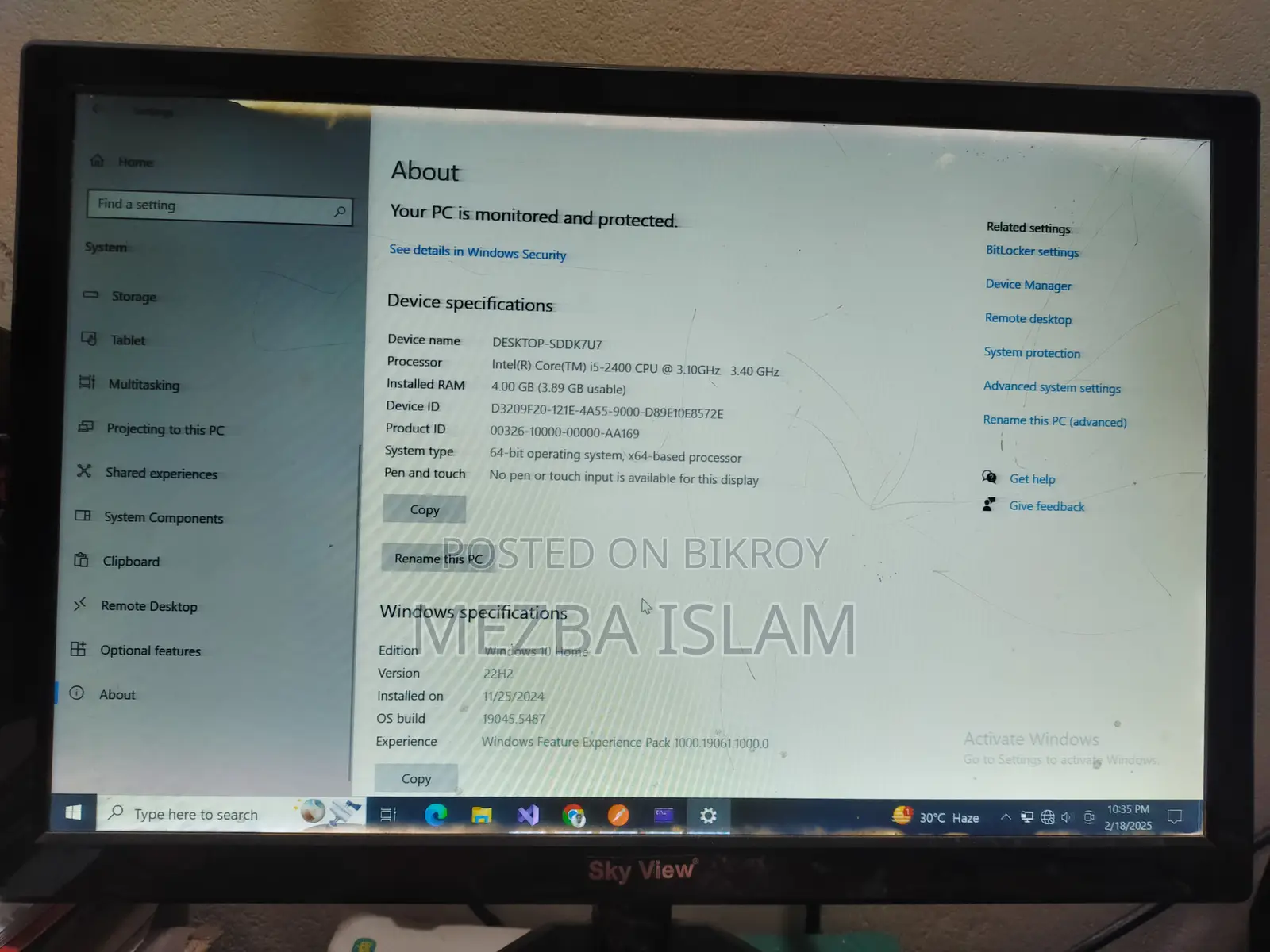 Desktop Computer Gigabyte 4GB Intel Core I5 SSD 256GB