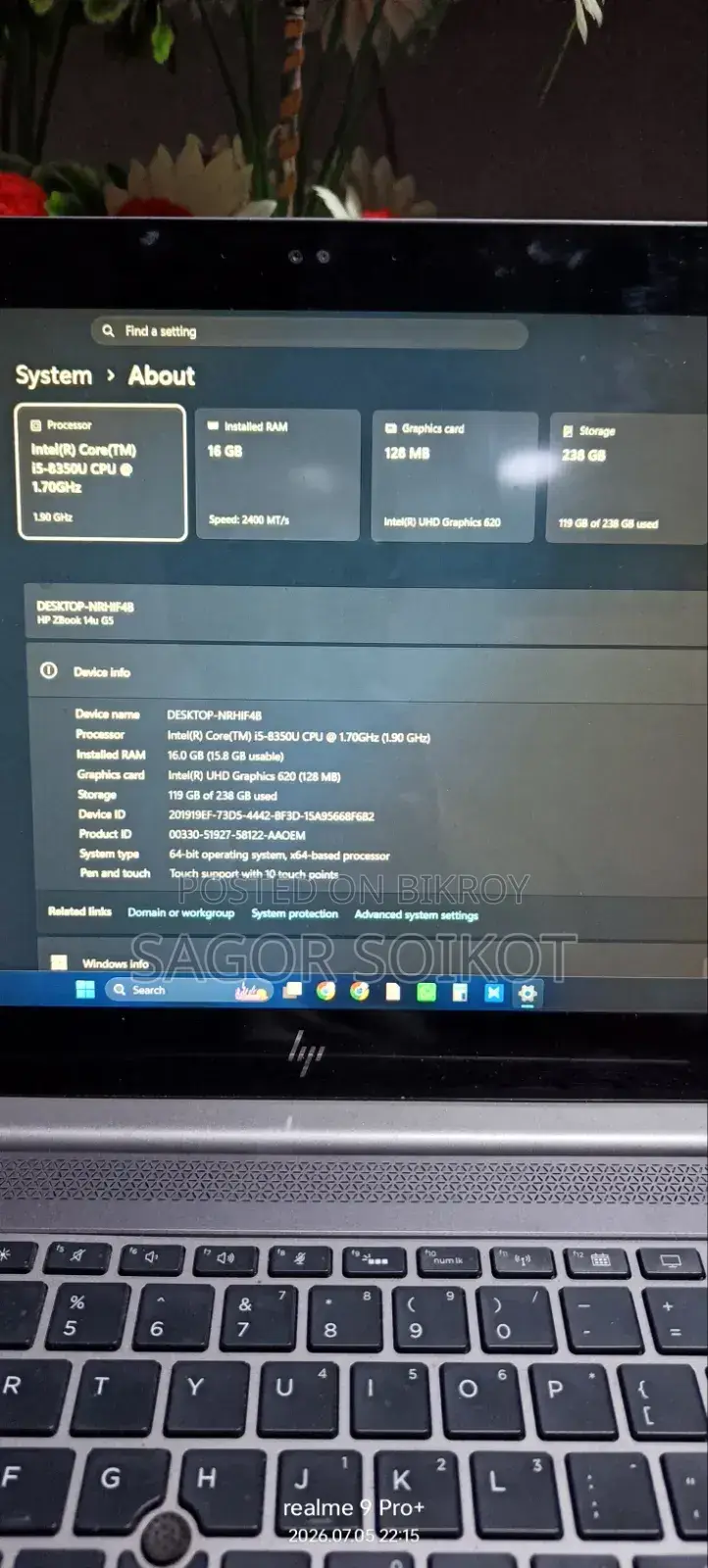 Laptop HP ZBook 14 18GB Intel Core I5 SSD 256GB