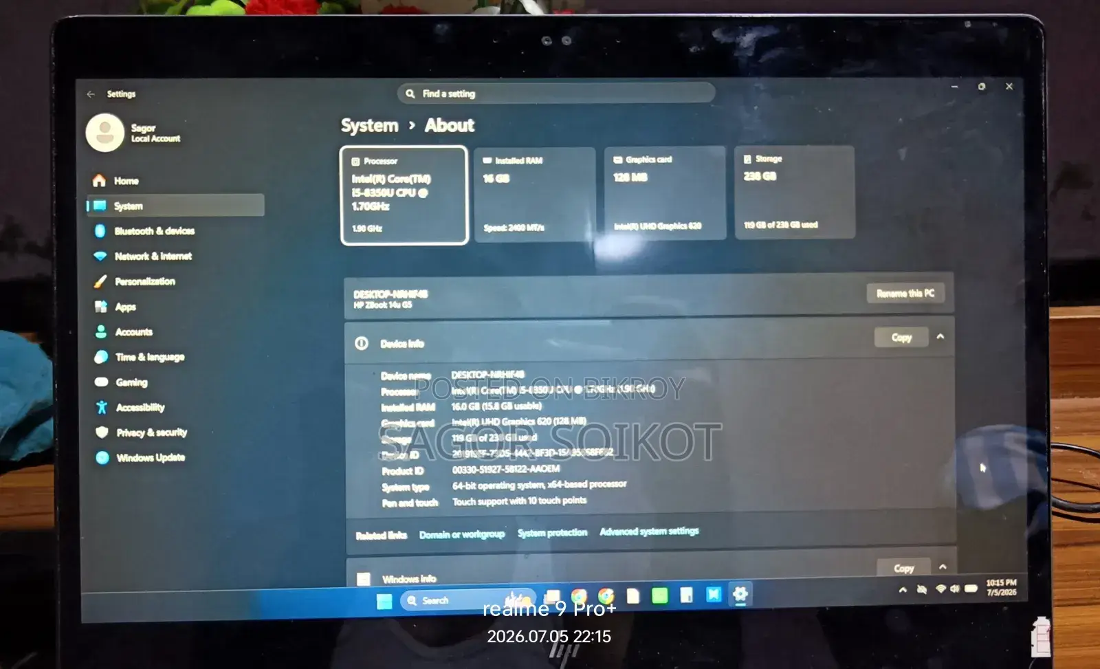 Laptop HP ZBook 14 18GB Intel Core I5 SSD 256GB