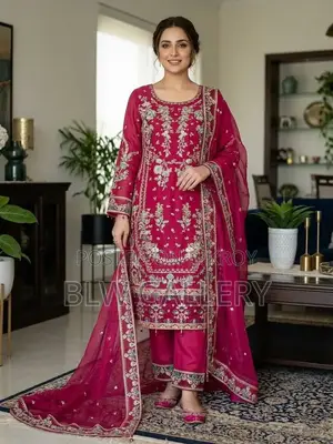 Three Piece Set with Full Body Embroidery and Sequins