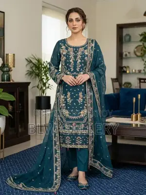 Three Piece Set with Full Body Embroidery and Sequins