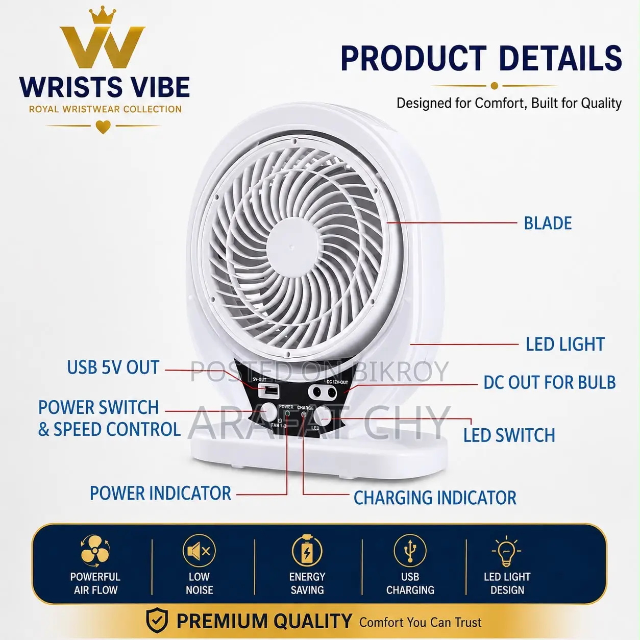 Solar Rechargeable Solar Powered Fan Cooling Air Fan