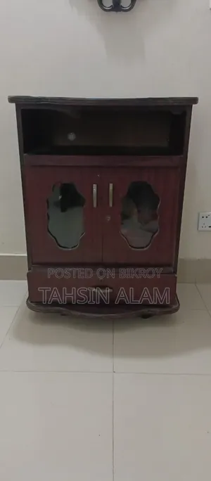 Dark Brown Board Made Tv Trolly With Cabinet Storage.