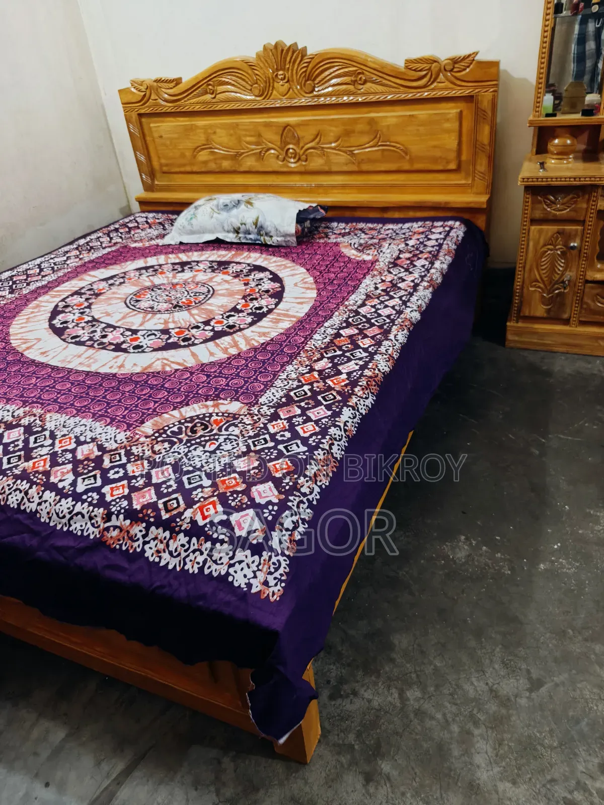 যশোর সেগুন কাঠের সেমি বক্স খাট ৬/৭