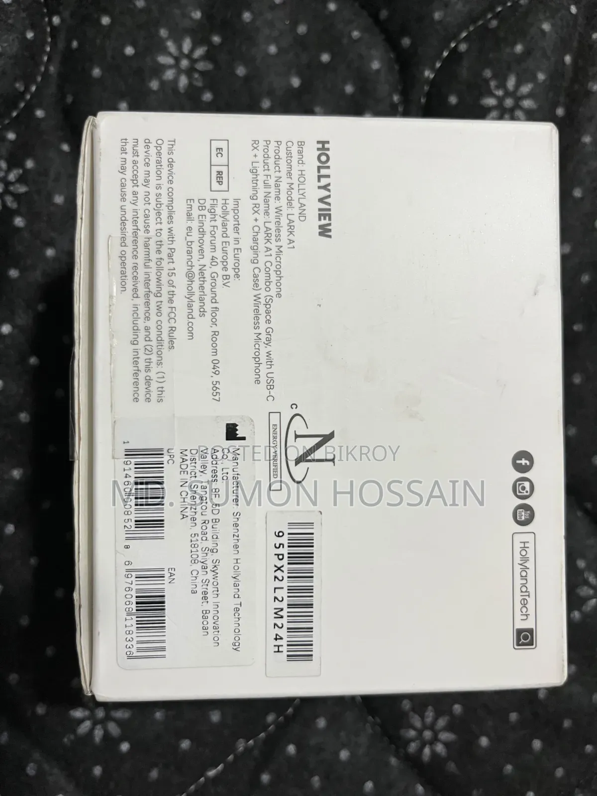 Hollyland Lark A1 ওয়্যারলেস মাইক্রোফোন (কম্বো USB-C + লাইটনিং)