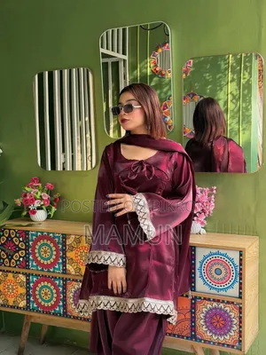 Samusilk Three Piece Gown Most Demanding Purple Color Samusilk